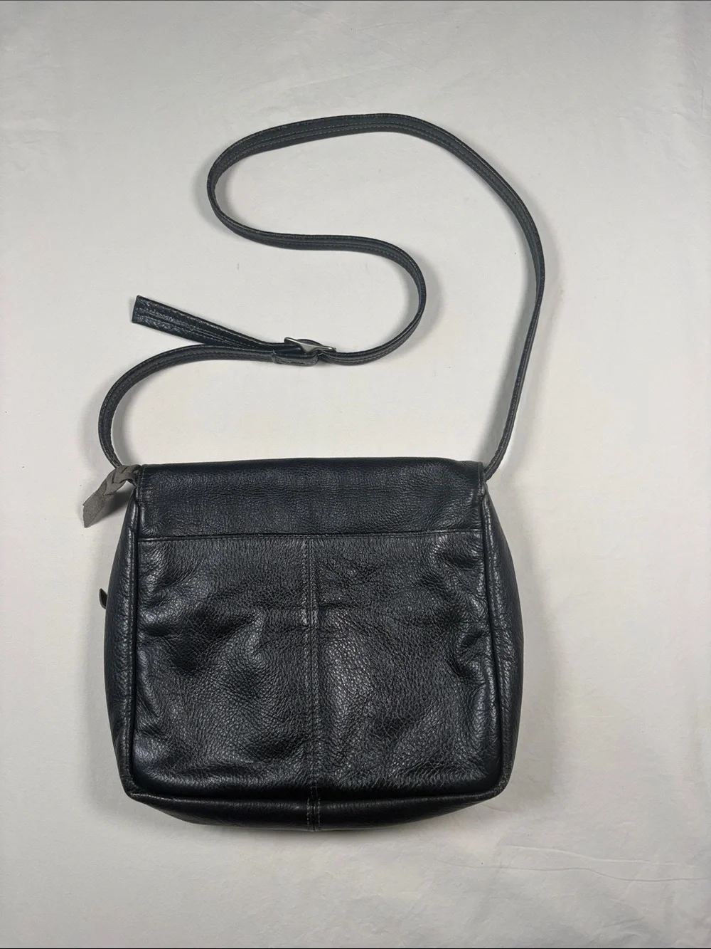 SAS Black Pebble-Grain Leather Messenger Bag